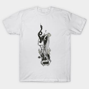 Monster Ghost Witch Girl And Snake, Gothic Art T-Shirt